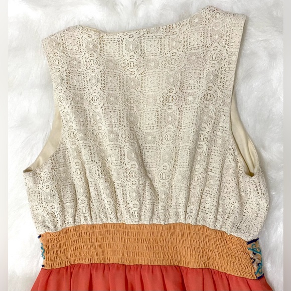 Flying Tomato Womens S Coral Crocheted Lace Chiffon Maxi Dress Boho Coastal - Picture 7 of 16